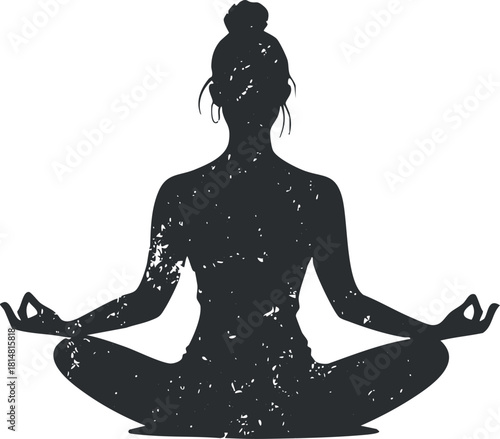 Elegant silhouette vector illustration of a woman in a meditative yoga pose for wellness and mindfulness projects