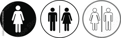 Black and white icons for men and women restroom signs toilet sign bathroom sign