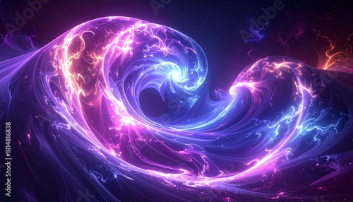 Cosmic whirlpool of vibrant energy, swirling colors of purple and blue, abstract space nebula formation