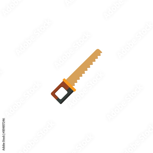 Hand saw woodworking tool sharp teeth minimal clean design vector