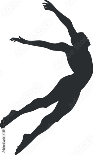 Dynamic silhouette vector illustration of a dancer in mid-leap showcasing grace and movement for artistic designs