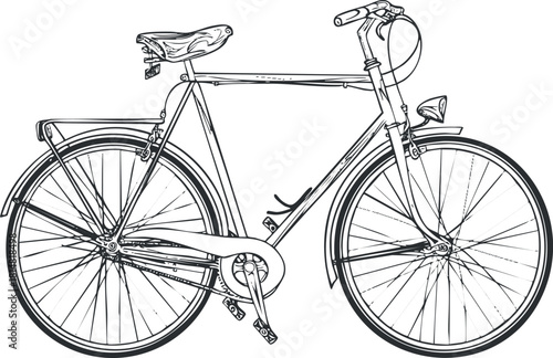 Outline vector illustration of a classic bicycle design, perfect for fitness and transportation-related projects