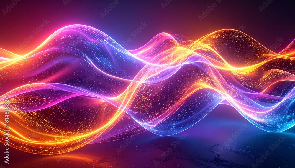 Fototapeta premium Vibrant Glowing Waveforms Abstract Energy and Light