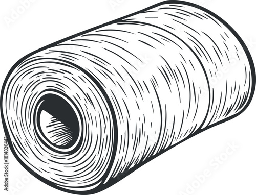 Hand-drawn vector illustration of a spool of thread, ideal for crafting, sewing, and textile design projects
