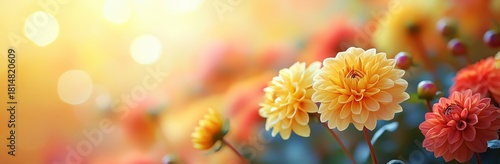 Colorful Flowers in Bloom With Soft Sunlight Creating a Warm Atmosphere in th...
