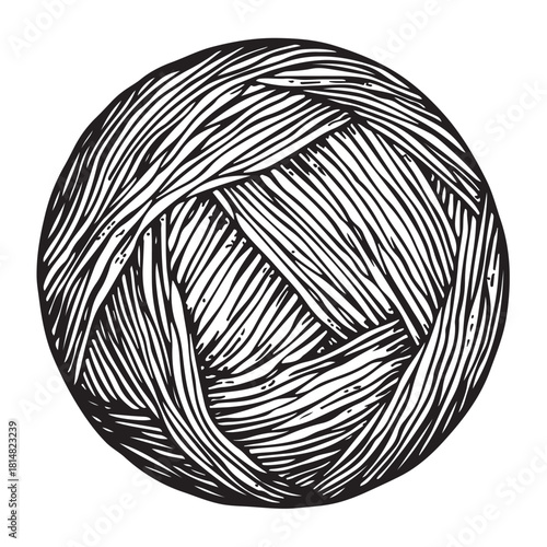 Hand drawn wool yarn ball illustration isolated, craft knitting thread sketch design, vintage needlework graphic icon collection 