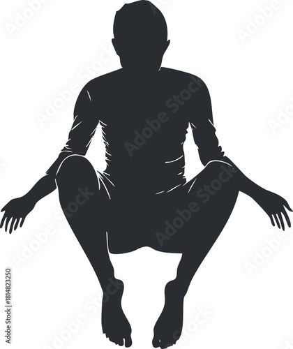 Silhouette vector illustration of a person sitting in a meditative pose, ideal for wellness and fitness themes
