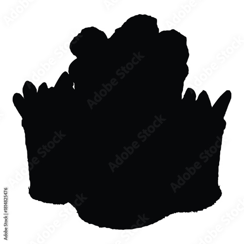 Silhouette of a cupcake with frosting and sprinkles on white background sweet