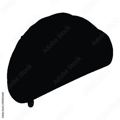 Black silhouette of a hamburger bun on a white background bread baked