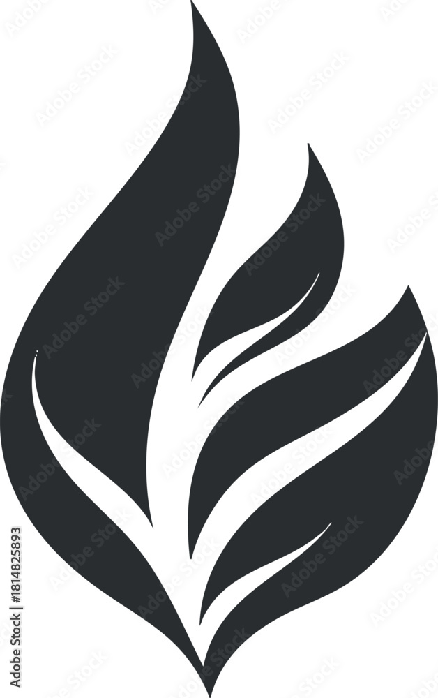 Fototapeta premium Stylized black vector illustration of a flame design, perfect for branding and creative projects.