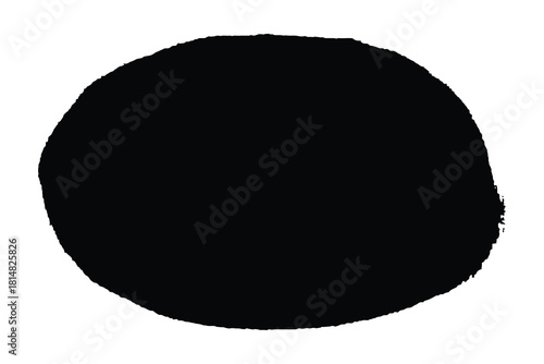 Black ink circle with rough edges on a white background abstract blob