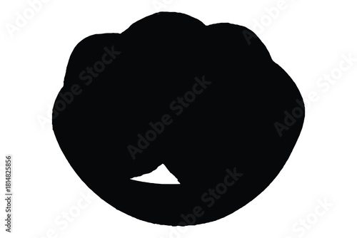 Black silhouette of a bell pepper with a bite taken out on white background bulb