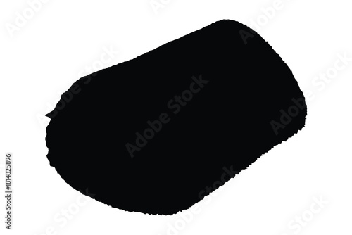 Black silhouette of a cylindrical object with a textured edge on a white background