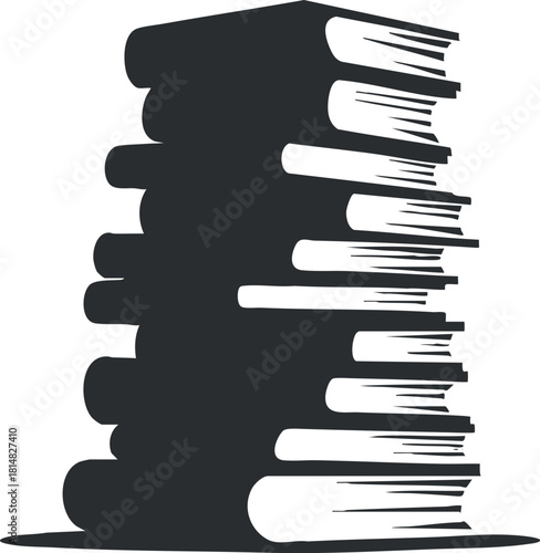 Silhouette vector illustration of a stack of books, ideal for educational and literary design projects