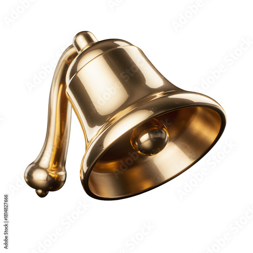 Polished Golden Brass Hand Bell with Elegant Curved Handle