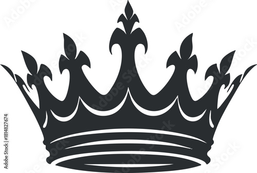 Elegant black silhouette vector illustration of a crown symbolizing royalty and prestige for design projects and branding.
