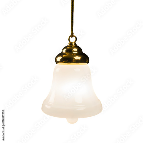 Frosted Glass Bell Pendant Light with Polished Gold Top