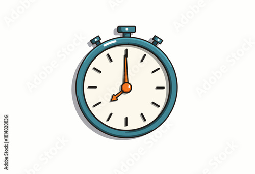 Illustration of a Classic Stopwatch with Blue Accents and Black Numbers on a White Background Indicating Time Measurement and Precision