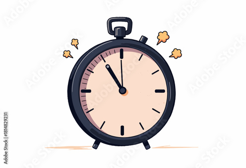Illustrative depiction of a classic analog alarm clock with ringing bells signifying time awareness in a whimsical and artistic fashion