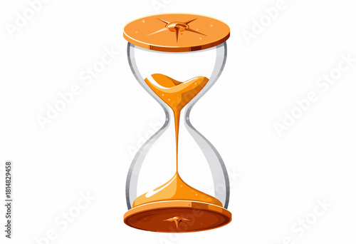 Illustration of an Hourglass with Flowing Sand Symbolizing the Passage of Time and the Transience of Moments in a Simplistic Artistic Style