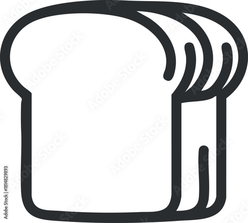 Outline vector illustration of a loaf of bread with slices, ideal for bakery-themed designs and food-related projects