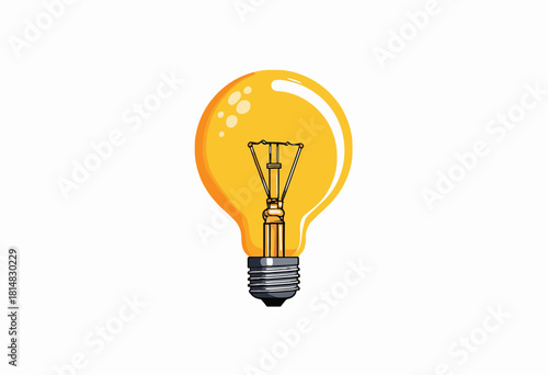 Illustration of a Vintage Orange Light Bulb Representing Ideas, Innovation, and Bright Concepts in a Minimalist Artistic Design