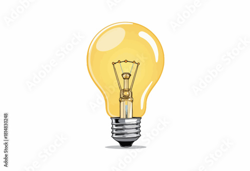 Illustration of a Classic Yellow Light Bulb Symbolizing Bright Ideas and Creativity in Innovation and Lighting Technology