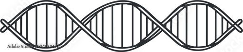 Outline vector illustration of a DNA double helix structure for scientific and educational purposes