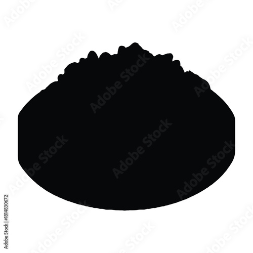 Black silhouette of a round bread roll with textured top baked goods pastry
