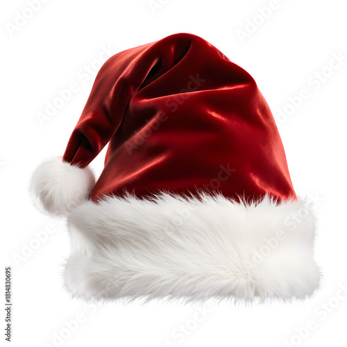 Classic Red Velvet Santa Hat with White Fur Trim