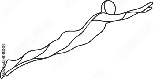 Minimalist line art illustration of a swimmer diving into the water, perfect for fitness and sport-related designs
