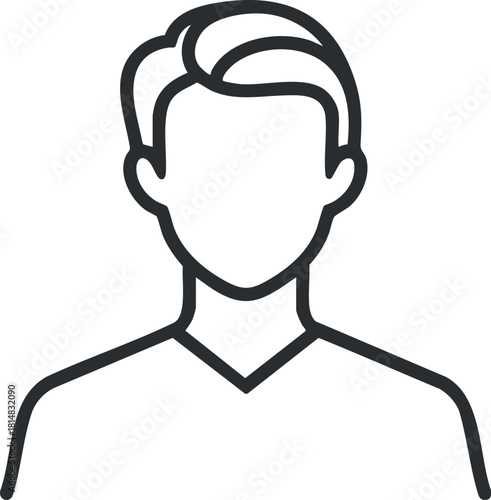 Minimalist line art vector illustration of a male user avatar for profile or identity representation in digital contexts