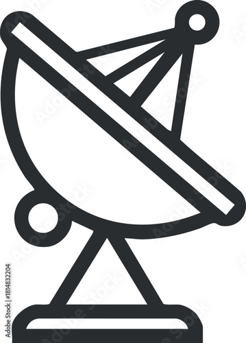 Minimalist outline vector illustration of a satellite dish for communication technology and broadcasting projects