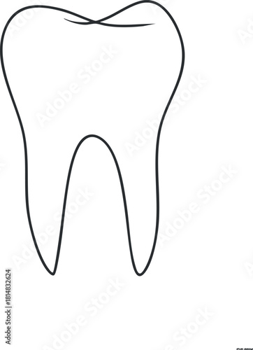 Outline vector illustration of a tooth symbol, ideal for dental health and hygiene concepts in branding and design.