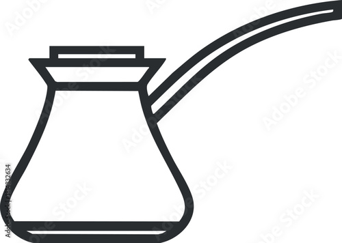 Minimalist line art vector illustration of a coffee pot, ideal for food and beverage branding or kitchen design.
