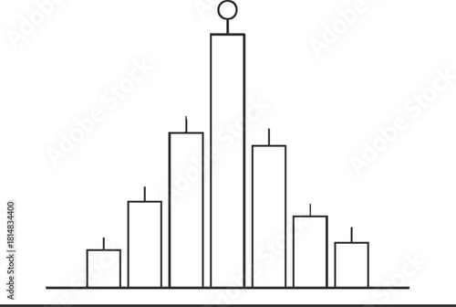 Minimalist outline vector illustration of a bar chart representing statistical data for business analysis and presentations