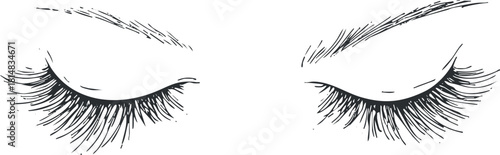 Elegant minimalist vector illustration of closed eyelashes, perfect for beauty and makeup branding or design projects