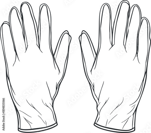Outline vector illustration of two pairs of gloves, suitable for safety and hygiene applications in various industries