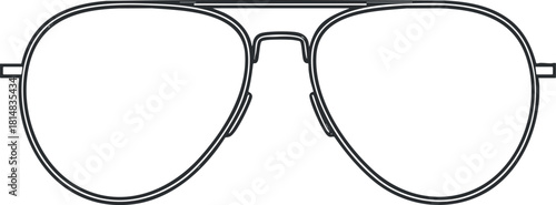 Minimalist outline vector illustration of aviator sunglasses for fashion and accessory design projects
