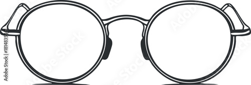 Outline vector illustration of classic round glasses, perfect for fashion and eyewear design projects