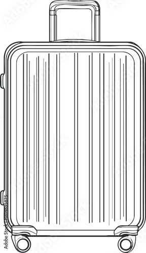 Outline vector illustration of a modern suitcase, ideal for travel-themed designs and branding projects