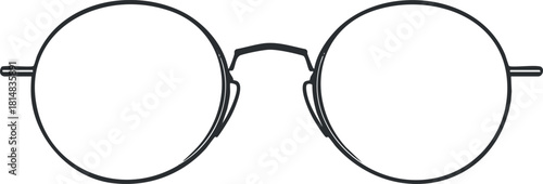 Minimalist outline vector illustration of round glasses for fashion and eyewear design projects