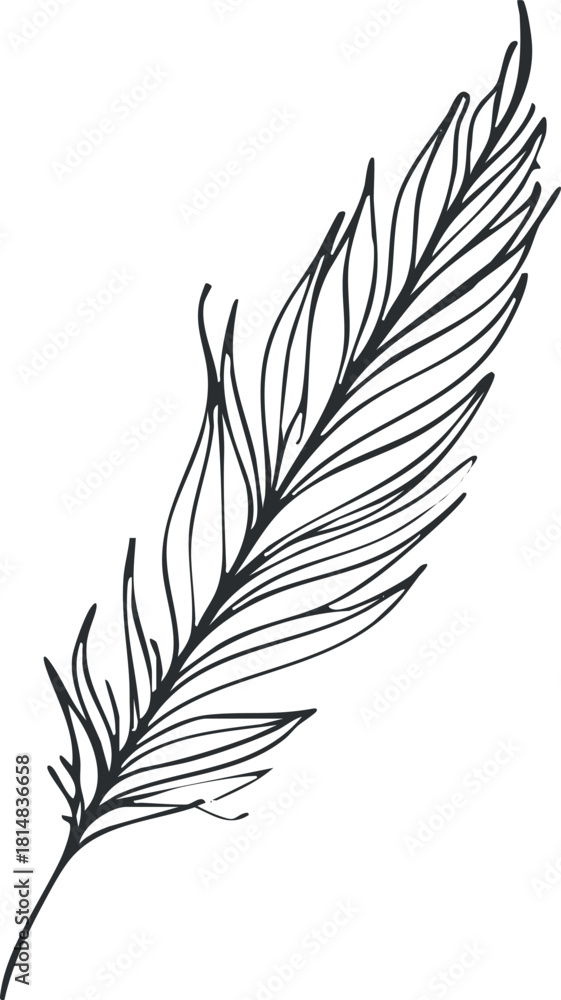 Obraz premium Elegant outline vector illustration of a botanical leaf, perfect for nature-themed designs and eco-friendly projects