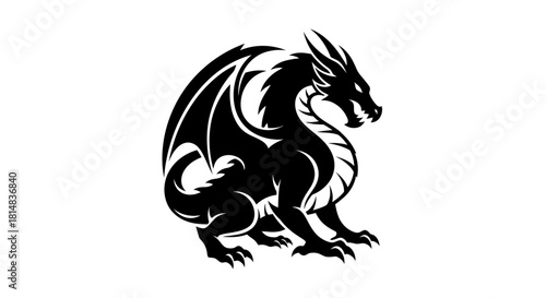Stylized black dragon silhouette on a plain white background.