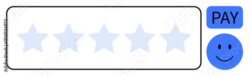Online payment feedback. A five-star rating system tied to user satisfaction and payment experience. Online reviews ensure customer feedback quality. Useful for ecommerce, apps, finance, reviews, UX