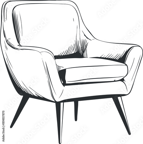 Outline vector illustration of a modern armchair design, perfect for interior decor and furniture branding.
