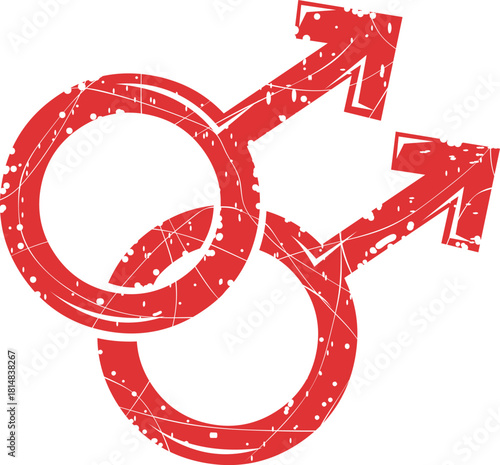 vector illustration red worn texture rubber stamp homosexual symbol
