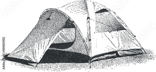 Hand-drawn vector illustration of a camping tent in a minimalist style, perfect for outdoor adventure themes and travel designs