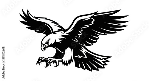 Majestic Eagle in Flight with Wings Spread Wide.