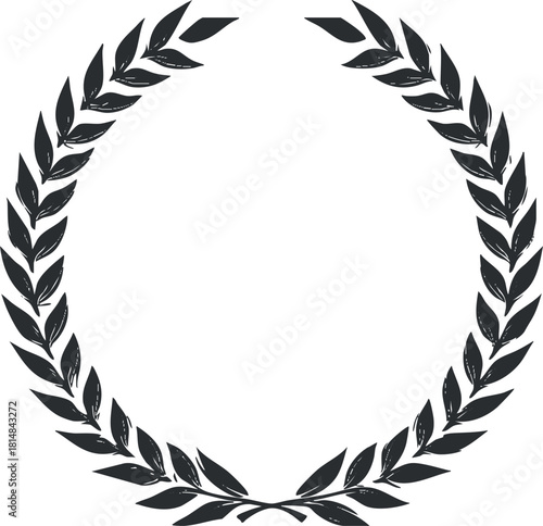 Elegant black and white vector illustration of a laurel wreath for award recognition and celebratory design elements